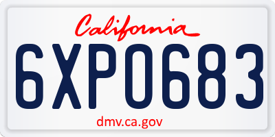 CA license plate 6XPO683