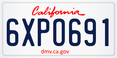 CA license plate 6XPO691