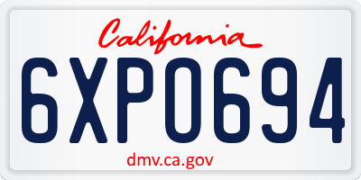 CA license plate 6XPO694