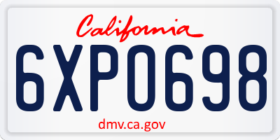 CA license plate 6XPO698