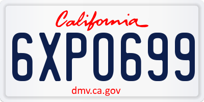 CA license plate 6XPO699