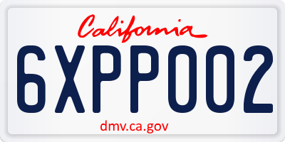 CA license plate 6XPP002