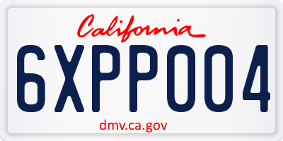 CA license plate 6XPP004