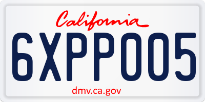 CA license plate 6XPP005