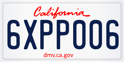 CA license plate 6XPP006