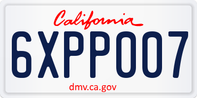 CA license plate 6XPP007