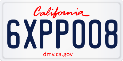CA license plate 6XPP008