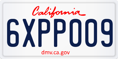 CA license plate 6XPP009