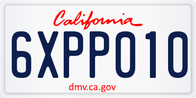CA license plate 6XPP010
