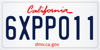 CA license plate 6XPP011