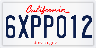 CA license plate 6XPP012