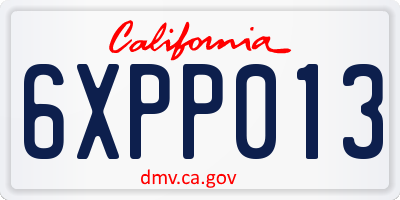 CA license plate 6XPP013