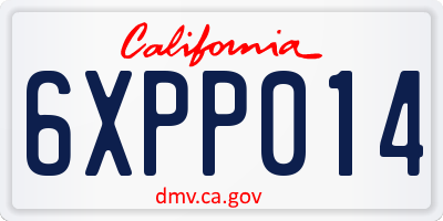 CA license plate 6XPP014