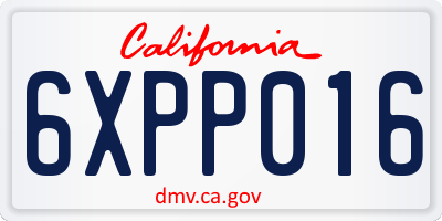 CA license plate 6XPP016
