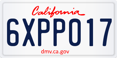 CA license plate 6XPP017