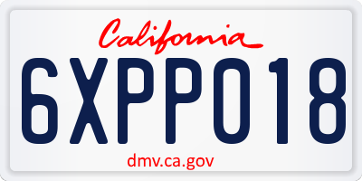 CA license plate 6XPP018