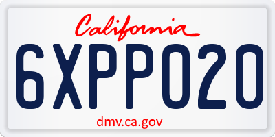 CA license plate 6XPP020