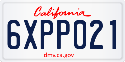 CA license plate 6XPP021