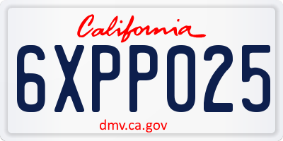 CA license plate 6XPP025