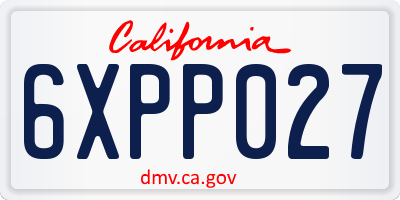 CA license plate 6XPP027