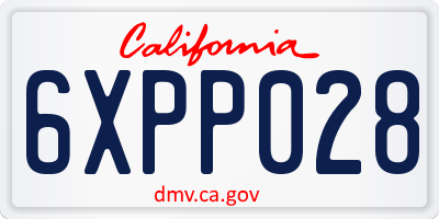 CA license plate 6XPP028