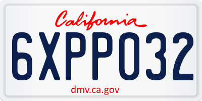 CA license plate 6XPP032