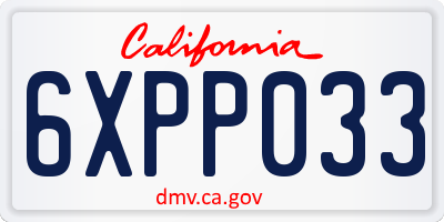 CA license plate 6XPP033
