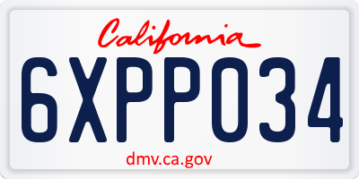 CA license plate 6XPP034