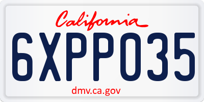 CA license plate 6XPP035