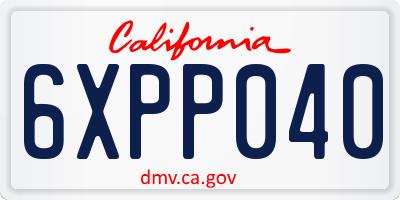CA license plate 6XPP040