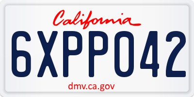 CA license plate 6XPP042