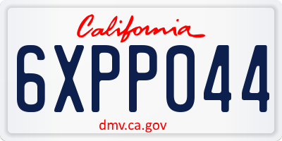 CA license plate 6XPP044