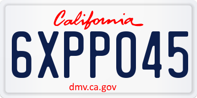 CA license plate 6XPP045