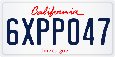 CA license plate 6XPP047