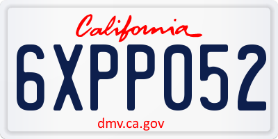 CA license plate 6XPP052