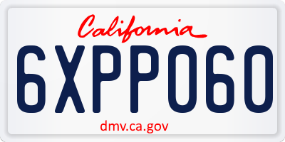 CA license plate 6XPP060