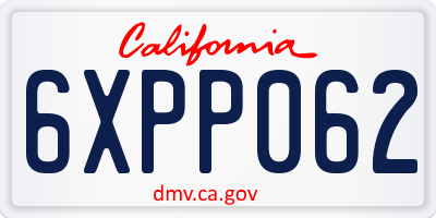 CA license plate 6XPP062