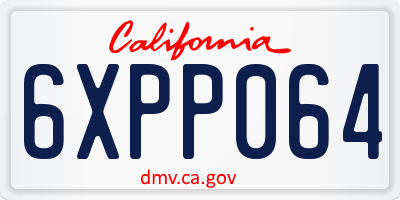 CA license plate 6XPP064
