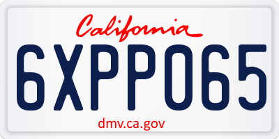 CA license plate 6XPP065