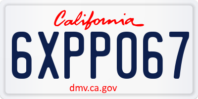 CA license plate 6XPP067