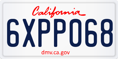 CA license plate 6XPP068