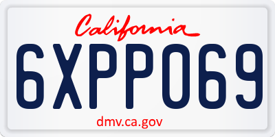 CA license plate 6XPP069