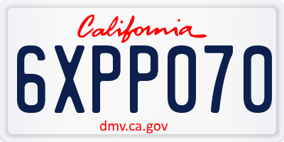 CA license plate 6XPP070