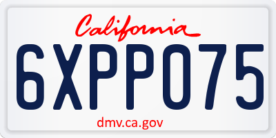 CA license plate 6XPP075