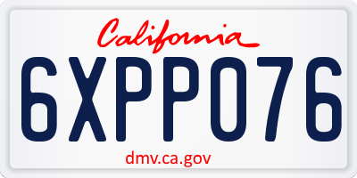 CA license plate 6XPP076