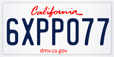 CA license plate 6XPP077