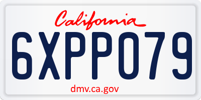 CA license plate 6XPP079