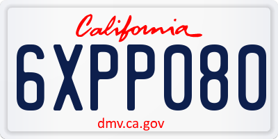 CA license plate 6XPP080