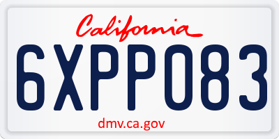 CA license plate 6XPP083