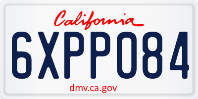 CA license plate 6XPP084